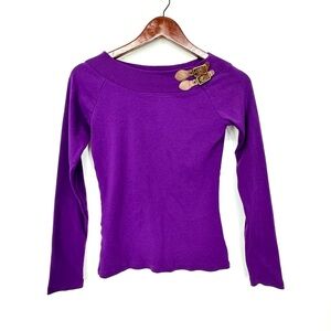 Lauren Ralph Lauren Vintage Purple Shirt With Faux Leather Buckle Detail Size XS
